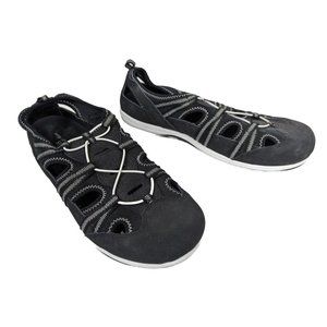 Easy Street Sport Black Water Beach Shoes 12W 308301 Leather Upper Excellent Con